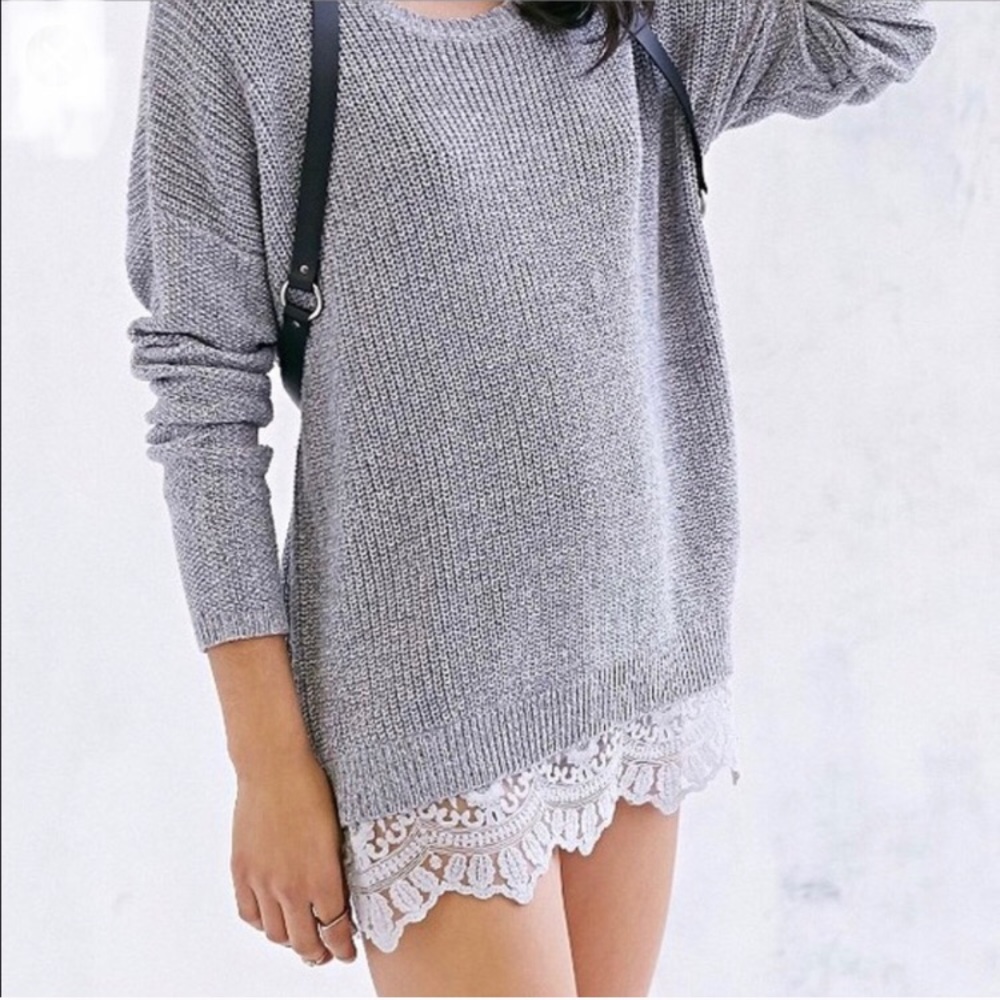 Urban Outfitters Pins+Needles Grey Lace Sweater